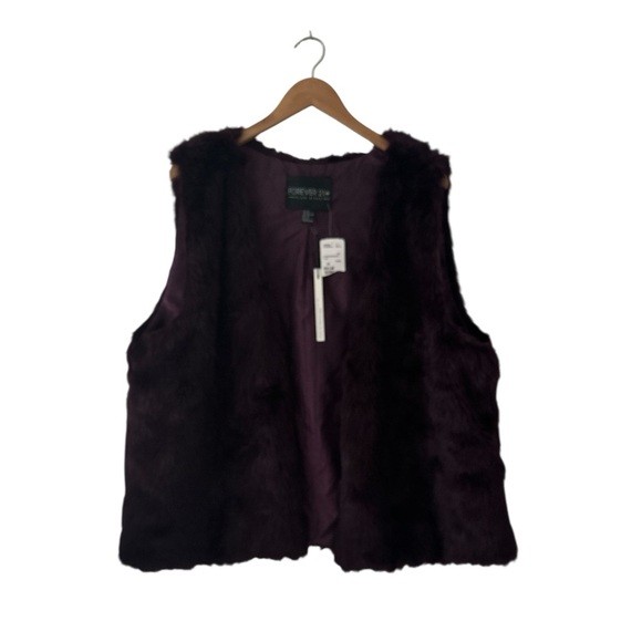 New! Forever 21 Deep Purple Faux Fur Vest sz 2X - Picture 1 of 9